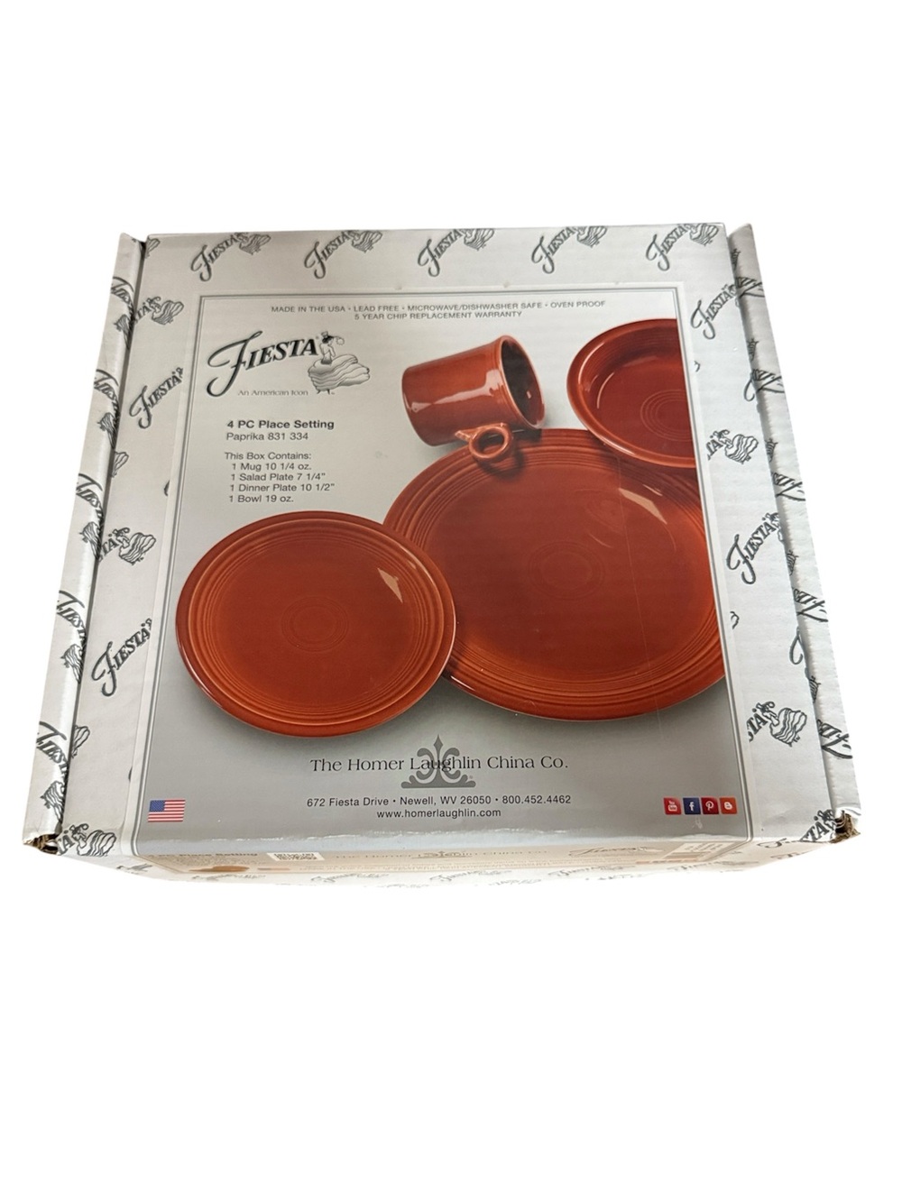 New Fiesta Fiestaware Paprika 4 Piece Place Setting Plate Bowl Mug USA Made